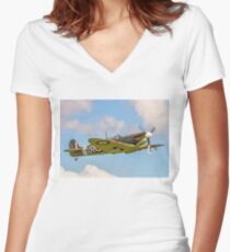 Supermarine Spitfire Ia AR213 G-AIST Women's Fitted V-Neck T-Shirt