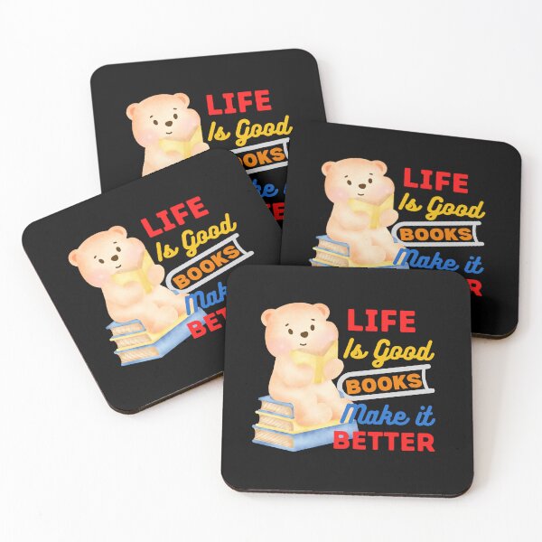 Item preview, Life is good books make it better. Happiness is reading, cute watercolor teddy bear. designed and sold by WhaleSharkShop.
