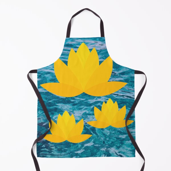 Item preview, Three golden yellow lotuses in blue water designed and sold by ThamaraiSelvi.