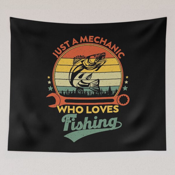 Item preview, Just A Mechanic Who Loves Fishing, Funny Colorful Fishing Lovers designed and sold by NiceTees2021.
