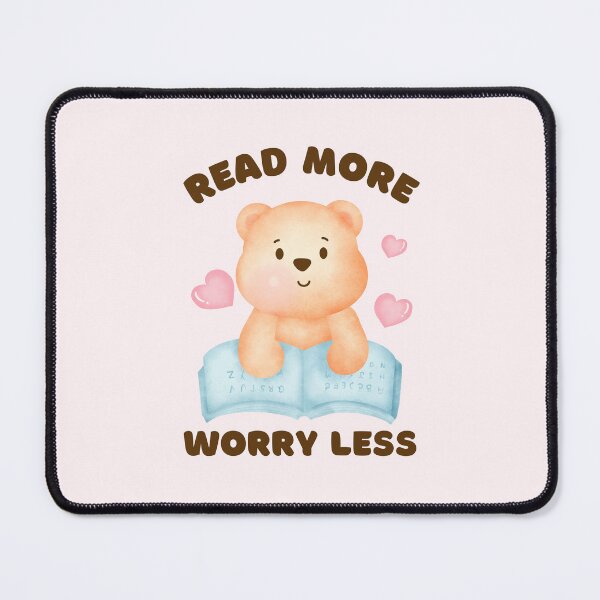 Item preview, Read more worry less. Happiness is reading, cute watercolor teddy bear. designed and sold by WhaleSharkShop.