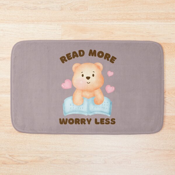 Item preview, Read more worry less. Happiness is reading, cute watercolor teddy bear. designed and sold by WhaleSharkShop.