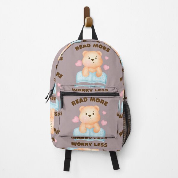 Item preview, Read more worry less. Happiness is reading, cute watercolor teddy bear. designed and sold by WhaleSharkShop.