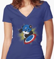 Captain Panda - The First Panda Avenger Women's Fitted V-Neck T-Shirt