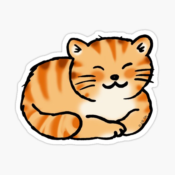 Sleeping orange & white pussy cat Sticker