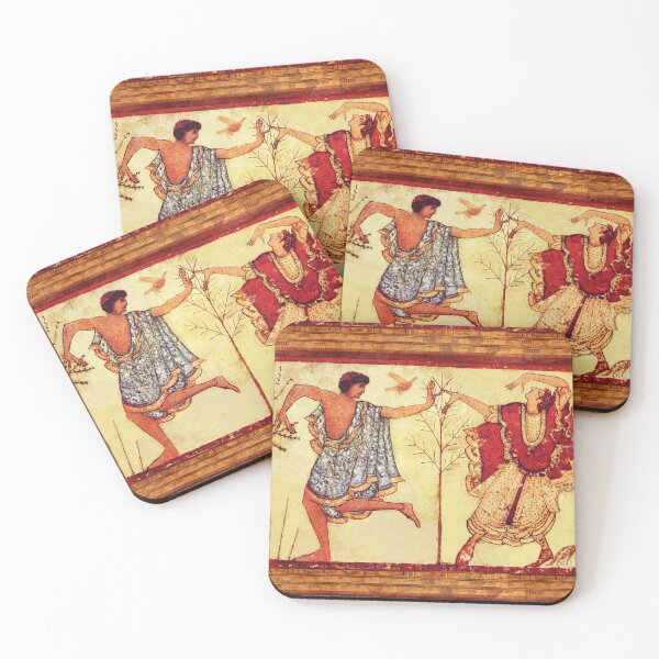 Item preview, ETRUSCAN DANCERS  Antique Tarquinia Fresco designed and sold by BulganLumini.