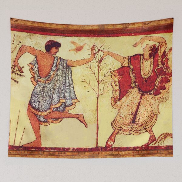 Item preview, ETRUSCAN DANCERS  Antique Tarquinia Fresco designed and sold by BulganLumini.