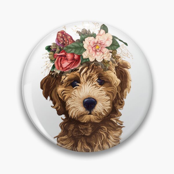 Item preview, Chocolate Labradoodle with flower  designed and sold by LetArt.