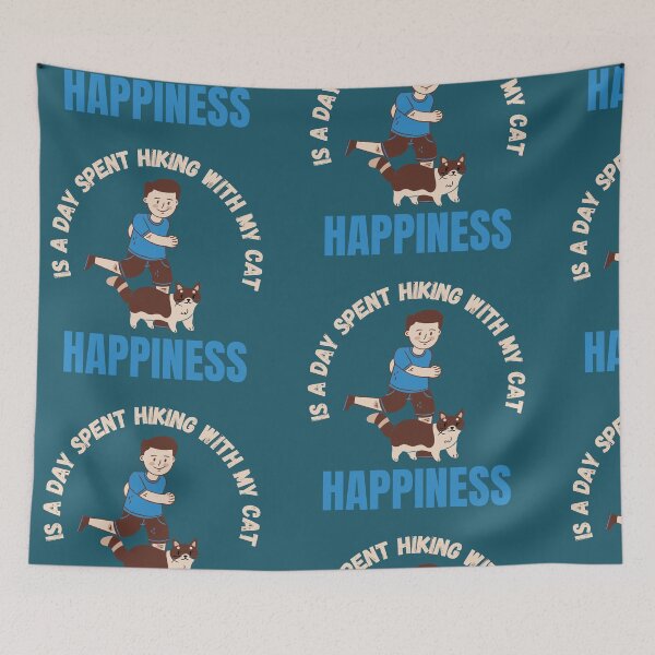 Item preview, Happiness is a day spent hiking With My cat . Quote shirt designed and sold by Reddiamond3 ⭐⭐⭐⭐⭐.