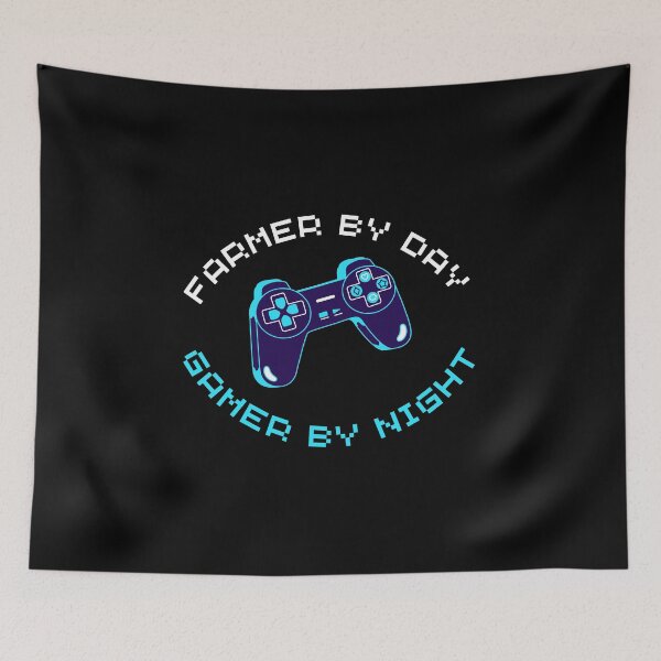 Item preview, Farmer by day gamer by night, Funny gaming quote with a gamepad controller for gamers designed and sold by trendyshopy.