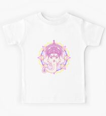 Ganesha elephant god on hand painted mandala Kids Tee
