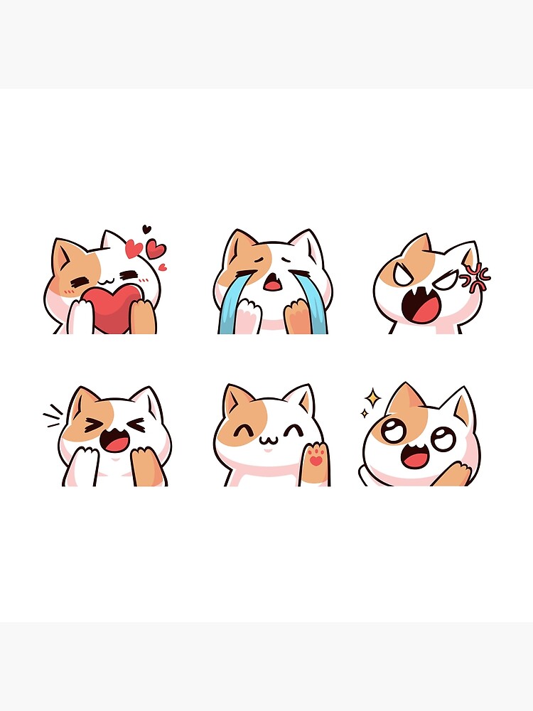 cute-cat-emojis-poster-for-sale-by-bakaaneko-redbubble