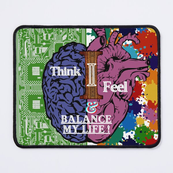 Item preview, Brain I Think, Heart I Feel & I Balance My Life (half brain anatomy with circuit and half heart anatomy with color drops) designed and sold by Reyclen.
