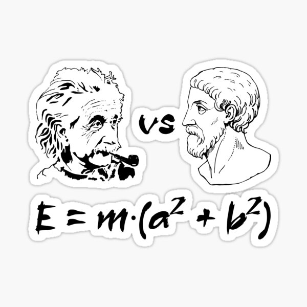 Einstein vs Pythagoras Sticker