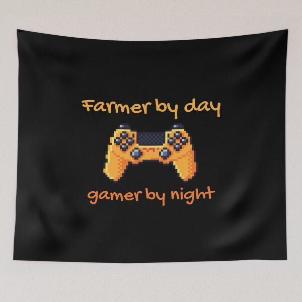 Item preview,   Farmer by day gamer by night, Funny gaming quote with a gamepad controller for gamers designed and sold by trendyshopy.
