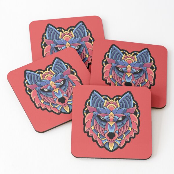 Item preview, Lobo azteca Cabeza Guerrero Espíritu abstracto Animal designed and sold by NerdCulture.