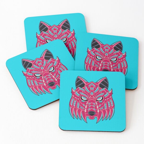 Item preview, Cabeza de lobo azteca rosa Guerrero Espíritu abstracto Animal designed and sold by NerdCulture.