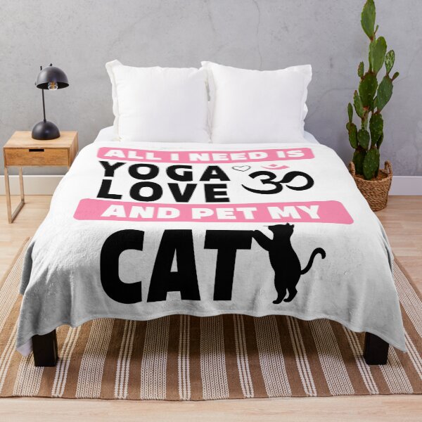 Item preview, all Ineed is yoga love and pet my cat quote designed and sold by InnaMGraphic.