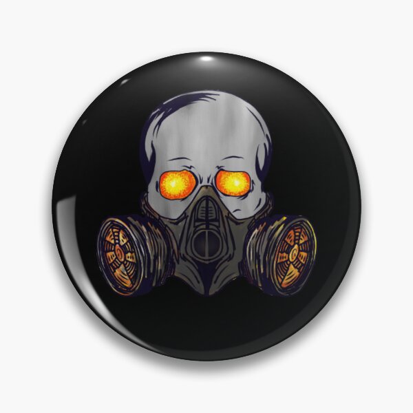 Item preview, gas masked fiery eyed skull designed and sold by ohsomenerd.
