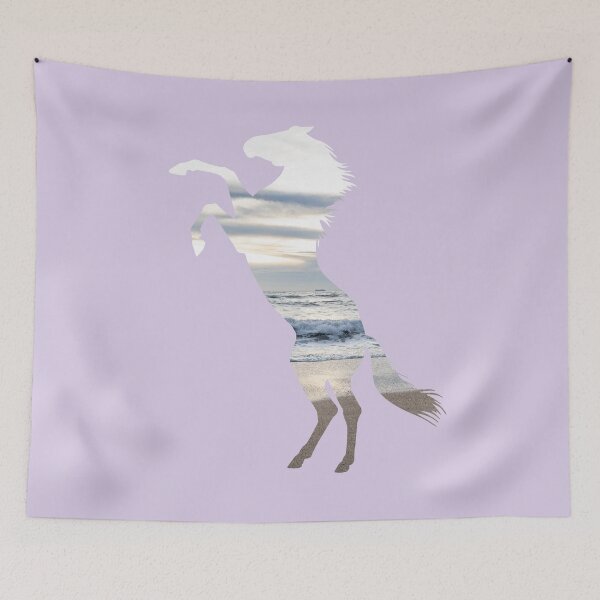 Item preview, Horse rearing seaside silhouette with a purple background  designed and sold by PICbyFemke.