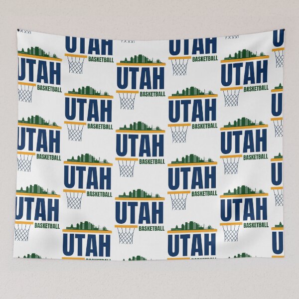 Item preview, Utah Basketball Green Blue Yellow NBA Apparel Utah Jazz Salt Lake City Skyline designed and sold by CameronBischoff.