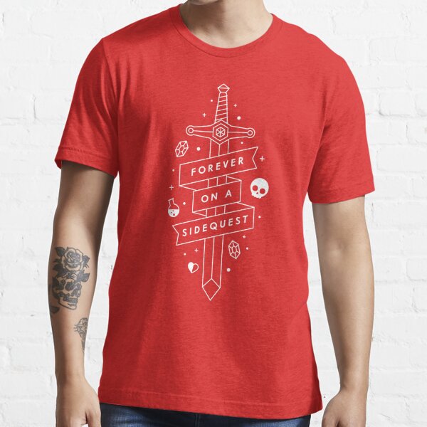 Forever on a side quest - Video games tattoo line drawing Essential  T-Shirt for Sale by thedesigngarden