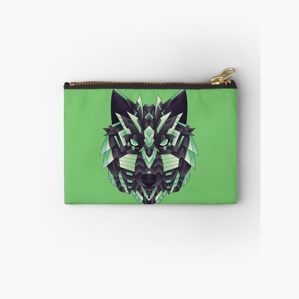 Item preview, Cabeza de lobo azteca verde neón Guerrero Espíritu abstracto Animal designed and sold by NerdCulture.