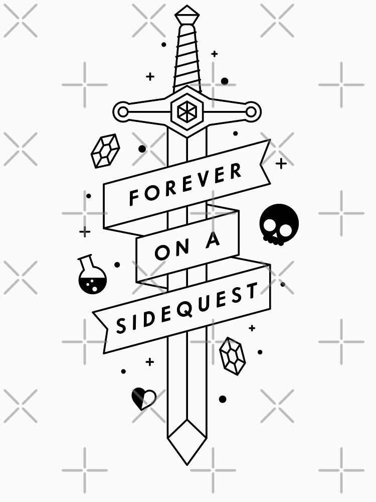 Forever on a side quest - Video games tattoo line drawing Essential  T-Shirt for Sale by thedesigngarden