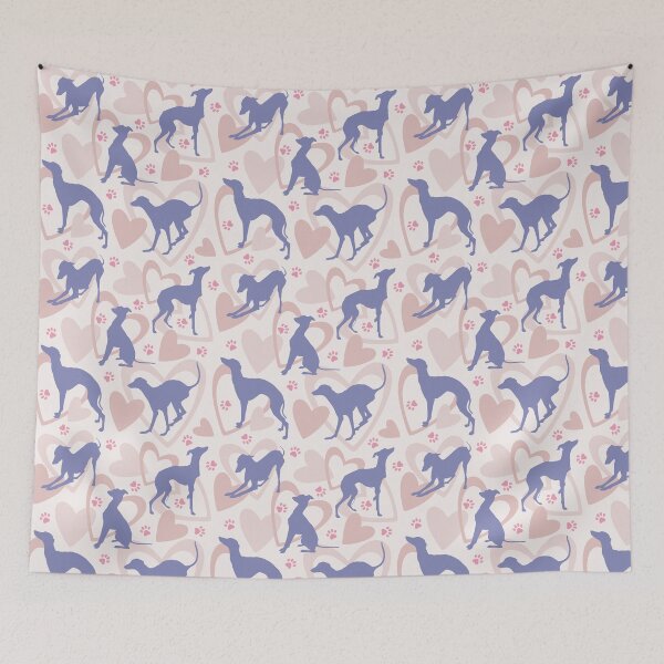 Item preview, Italian Greyhound Periwinkle violet Silhouettes Hearts Cute Pattern designed and sold by edrawings38.