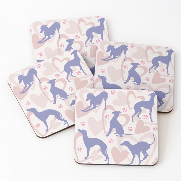 Item preview, Italian Greyhound Periwinkle violet Silhouettes Hearts Cute Pattern designed and sold by edrawings38.