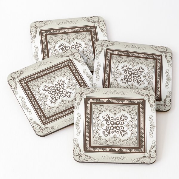Item preview, Baroque Filigree Cream and Brown Greek Meander designed and sold by Yiorgos Designs.
