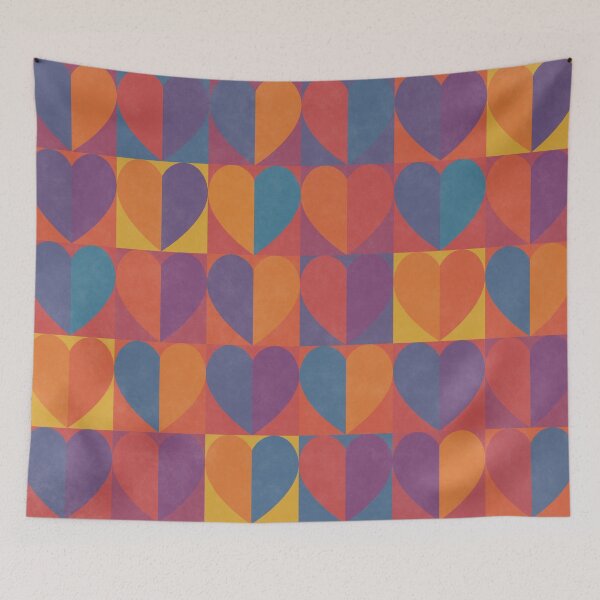 Item preview,  Shades of Love Blue Purple Orange Hearts designed and sold by FAROSSTUDIO.