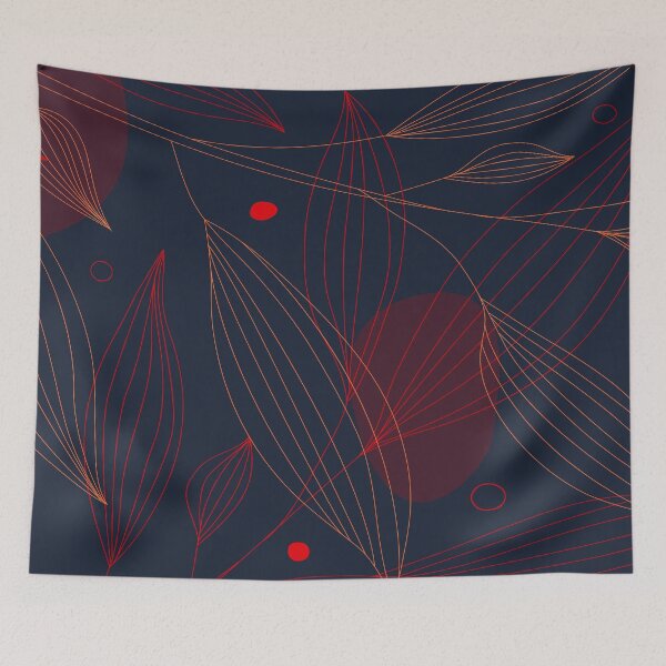 Item preview, Botanical abstract dark background with contour leaves designed and sold by Eridanka.
