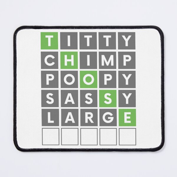 Item preview, FUNNY WORD GAME TITTY CHIMP POOPY SASSY LARGE designed and sold by appareltolove.