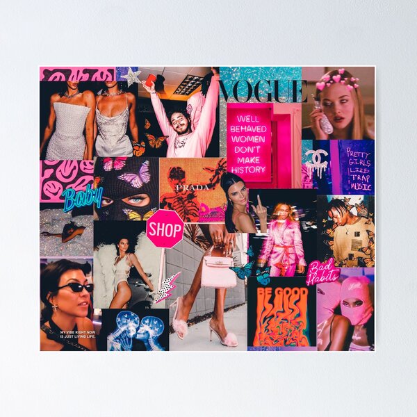 HOT PINK Girl Aesthetic Collage  Poster for Sale by reannyn