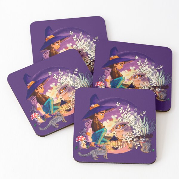 Item preview, Cute witch girl with her cats designed and sold by Yarafantasyart.