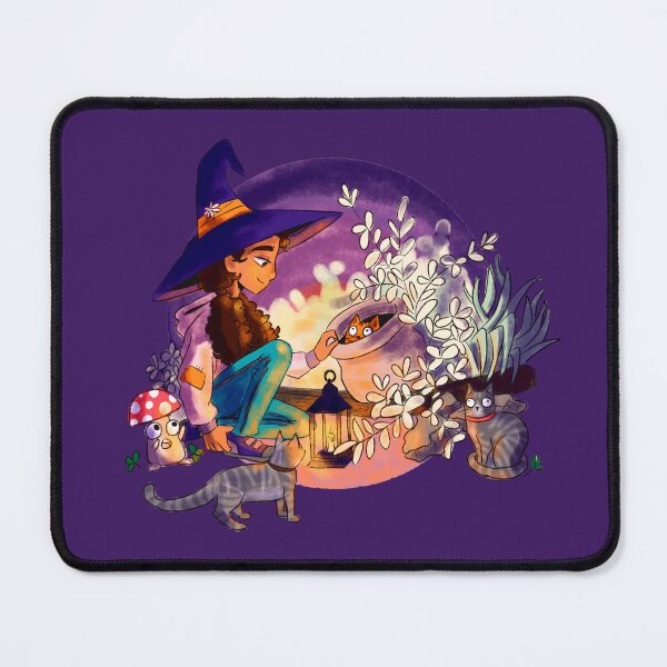 Item preview, Cute witch girl with her cats designed and sold by Yarafantasyart.