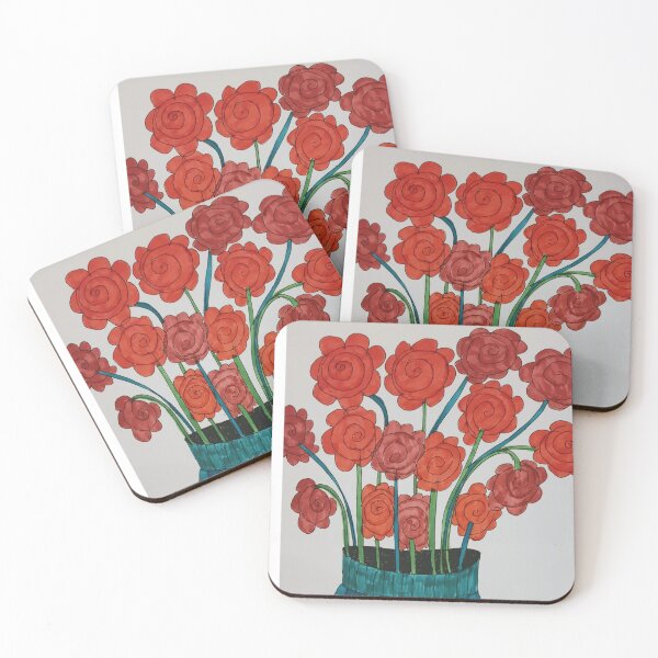 Item preview, Vase of red flowers designed and sold by beckiwragg.