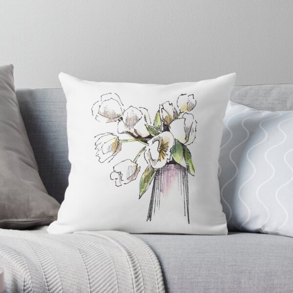 Whites in a Vase Throw Pillow