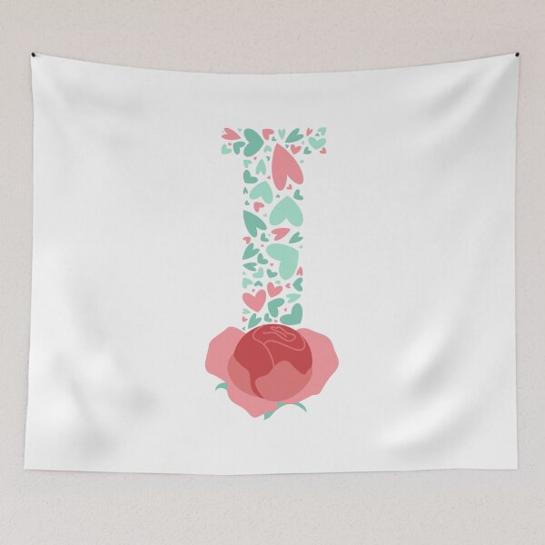 Item preview, Letter I Monogram with Hearts and flowers designed and sold by boozkova-vorona.