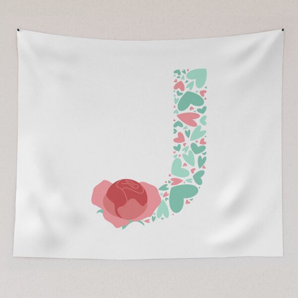Item preview, Letter  J Monogram with Hearts and flowers designed and sold by boozkova-vorona.
