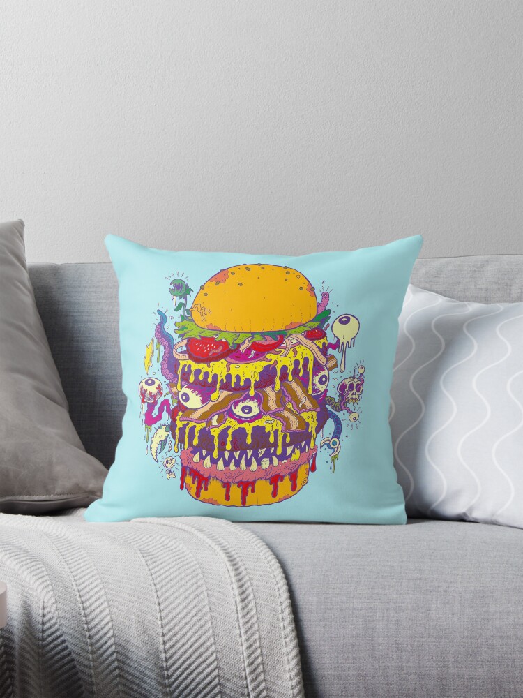 Thumbnail 1 of 4, Pillow, Monster Burger designed and sold by danielete.