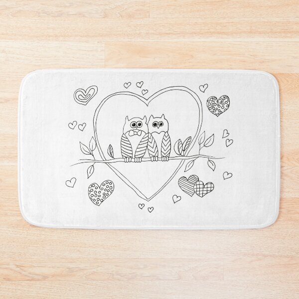 Item preview, Owls And Hearts Lovebirds Hand Drawn Doodle Paint Colour Color Your Own designed and sold by H3designs.