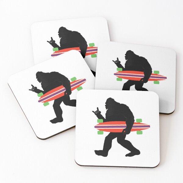 Item preview, Cool Bigfoot with Longboard giving the Rock and Roll Sign designed and sold by Statement-Teez.