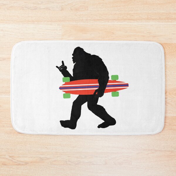Item preview, Cool Bigfoot with Longboard giving the Rock and Roll Sign designed and sold by Statement-Teez.