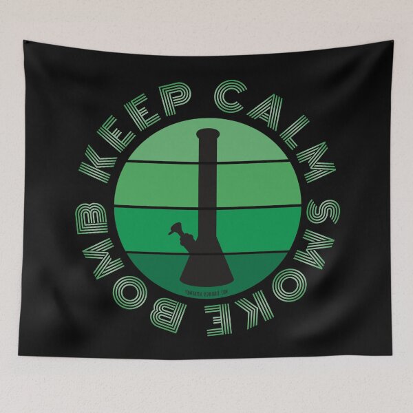 Item preview, Retro Vintage Sunset Green Bong-Keep calm smoke bomb designed and sold by YomeHayin.