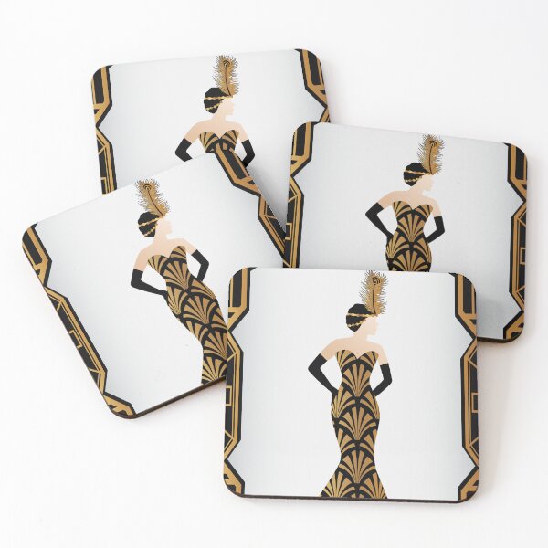 Item preview, Art Deco Gatsby Style Women Fashion Dress Illustration Design with Frame designed and sold by Angela Cini.