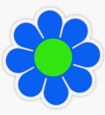 Pegatina transparente Margarita Hippy de flor verde azul