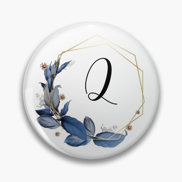Item preview, Monogram Gold Frame with Blue Leaves | Monogram Letter Q designed and sold by JustSeasons.
