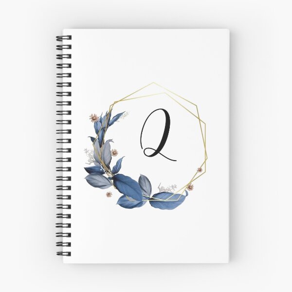 Artikelvorschau, Monogramm-Goldrahmen mit blauen Blättern | Monogrammbuchstabe Q entworfen und verkauft von JustSeasons.